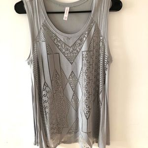 Soft Blue-Gray Tank with See-Through Design